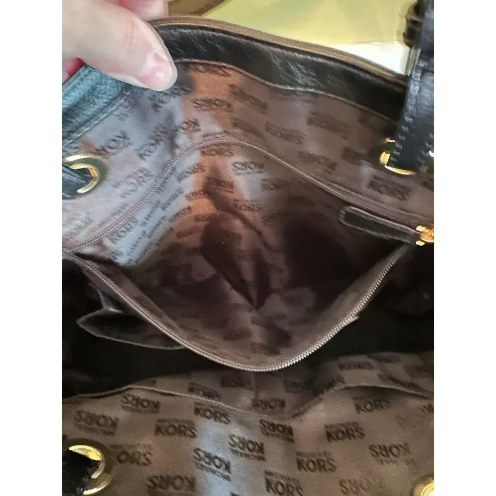 Michael Kors MK Logo Black Canvas Tote Bag Purse Handbag Designer‎